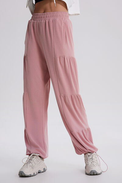 Basic Bae Drawstring Elastic Waist Ruched Joggers - Pahabu - Women's Clothing & Shop