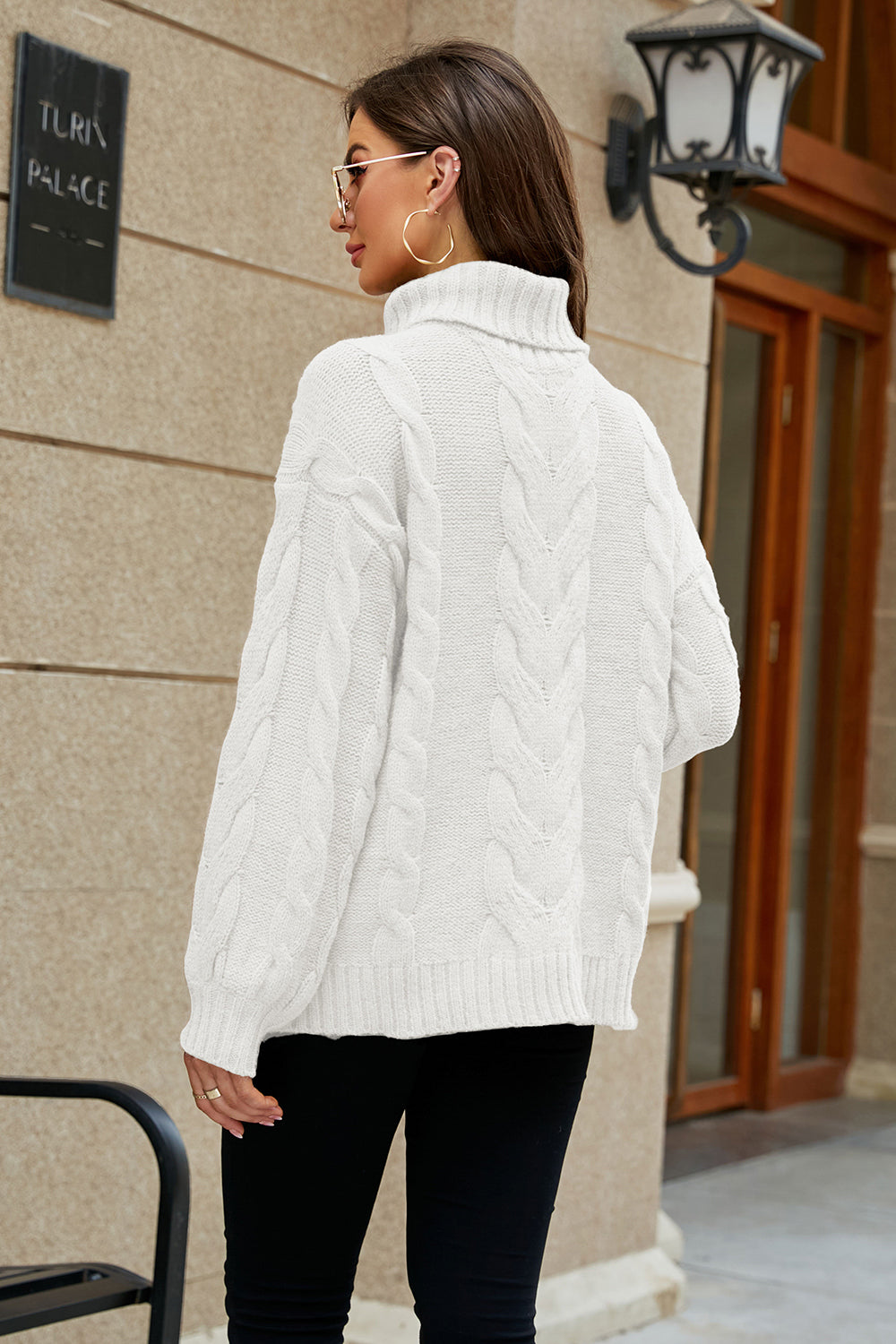 Cable-Knit Turtleneck Sweater - Pahabu - Women's Clothing & Shop