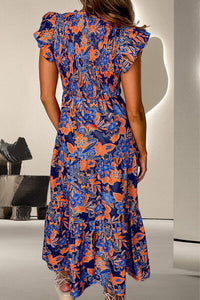 Ruffled Printed Cap Sleeve Dress - Pahabu - Women's Clothing & Shop