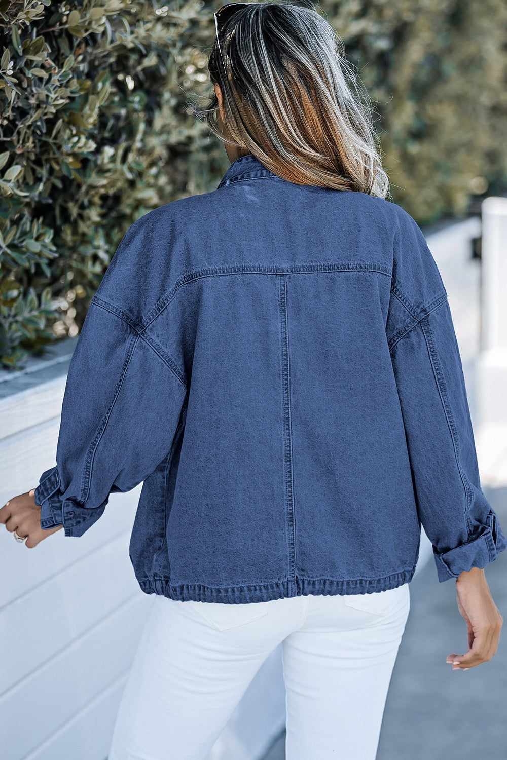 Snap Down Long Sleeve Denim Top - Pahabu - Women's Clothing & Shop