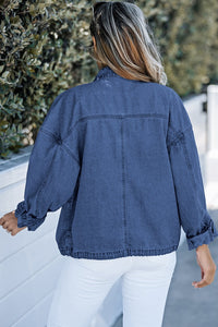 Snap Down Long Sleeve Denim Top - Pahabu - Women's Clothing & Shop