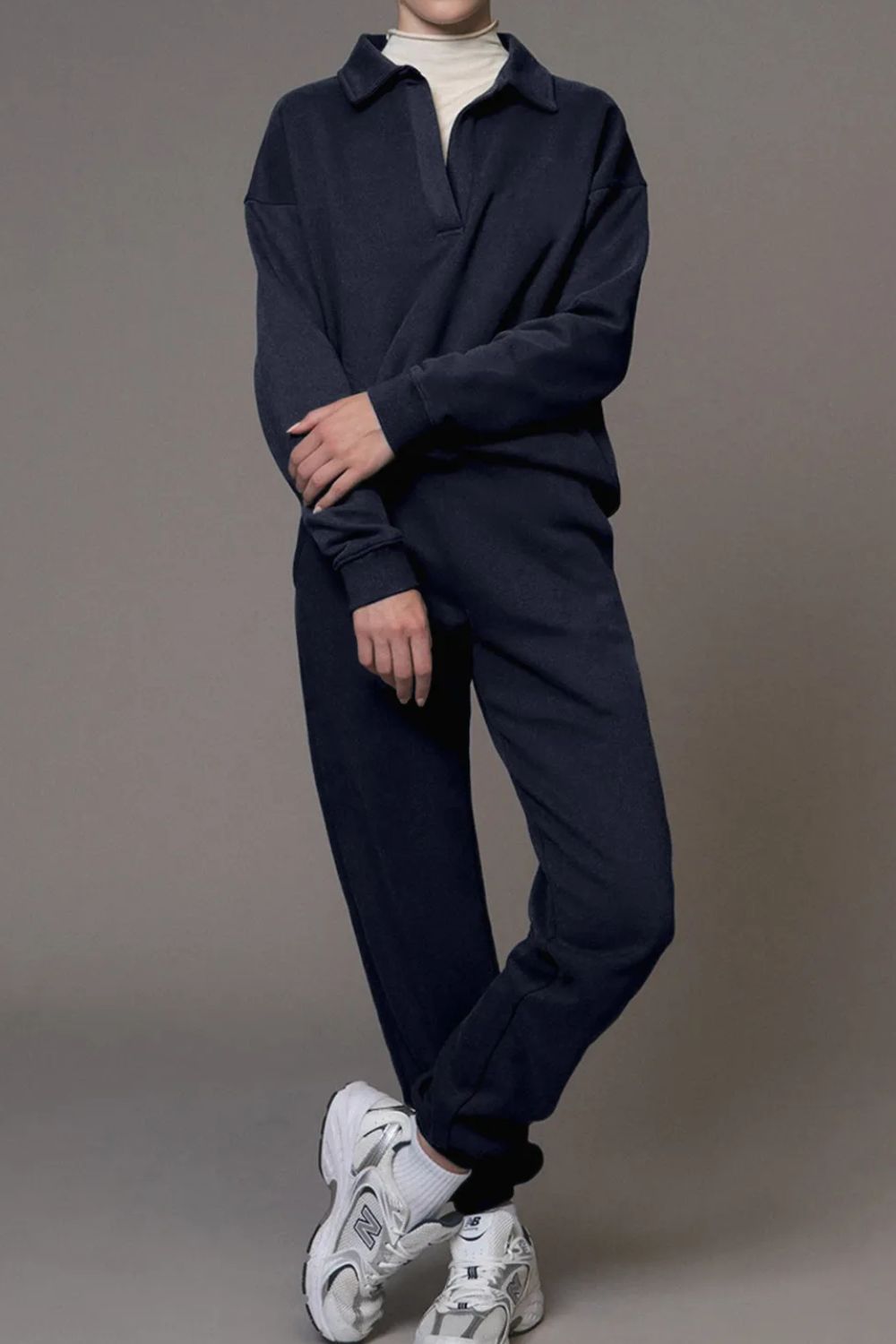 Johnny Collar Long Sleeve Top and Joggers Active Set - Pahabu - Women's Clothing & Shop