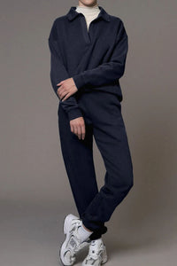Johnny Collar Long Sleeve Top and Joggers Active Set - Pahabu - Women's Clothing & Shop