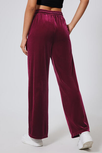 Drawstring Elastic Waist Straight Leg Pants - Pahabu - Women's Clothing & Shop