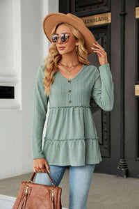 Long Sleeve V-Neck Cable-Knit Blouse - Pahabu - Women's Clothing & Shop