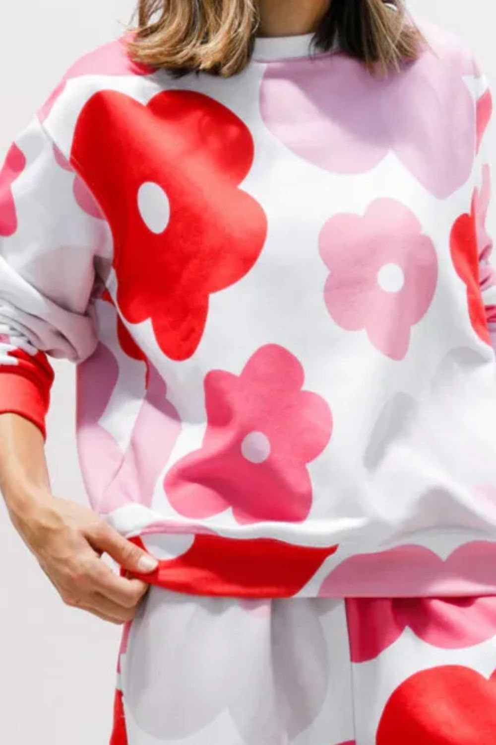 Flower Round Neck Long Sleeve Top and Pants Lounge Set - Pahabu - Women's Clothing & Shop