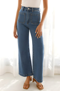 High Waist Bootcut Jeans with Pockets - Pahabu - Women's Clothing & Shop