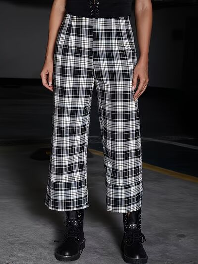 Full Size Plaid High Waist Pants - Pahabu - Women's Clothing & Shop