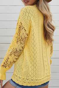 Openwork Round Neck Long Sleeve Sweater - Pahabu - Women's Clothing & Shop