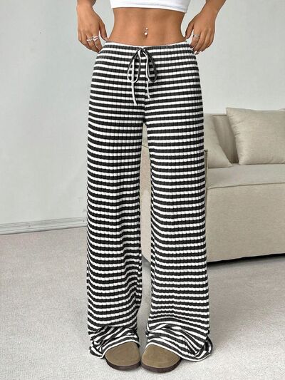 Tied Striped Wide Leg Pants - Pahabu - Women's Clothing & Shop
