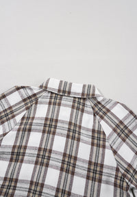 Full Size Plaid Collared Neck Balloon Sleeve Mini Shirt Dress - Pahabu - Women's Clothing & Shop