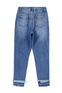 Raw Hem Distressed Jeans with Pockets - Pahabu - Women's Clothing & Shop
