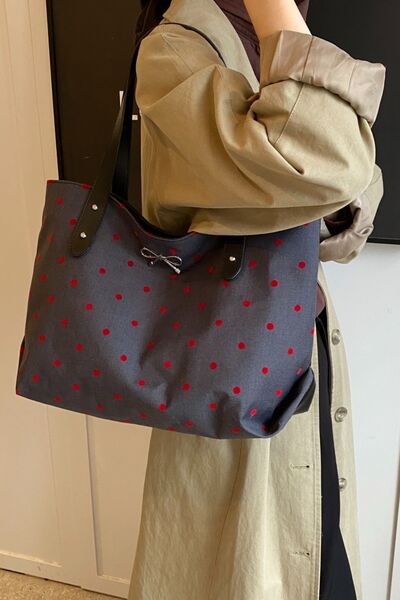 Polyester Bow Polka Dot Tote Bag - Pahabu - Women's Clothing & Shop