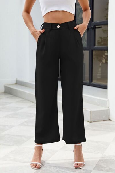 Pocketed High Waist Pants - Pahabu - Women's Clothing & Shop