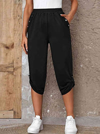 Full Size Roll-Tab Capris Pants - Pahabu - Women's Clothing & Shop
