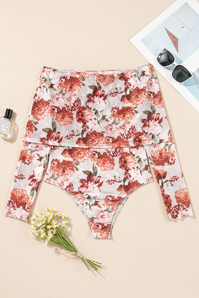 Floral Off-Shoulder Long Sleeve Bodysuit - Pahabu - Women's Clothing & Shop