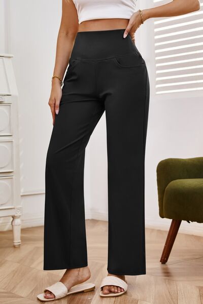 High Waist Wide Leg Pants with Pockets - Pahabu - Women's Clothing & Shop
