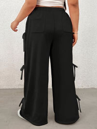 Plus Size Bow Elastic Waist Wide Leg Pants - Pahabu - Women's Clothing & Shop