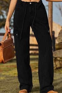 Loose Fit Drawstring Jeans with Pocket - Pahabu - Women's Clothing & Shop
