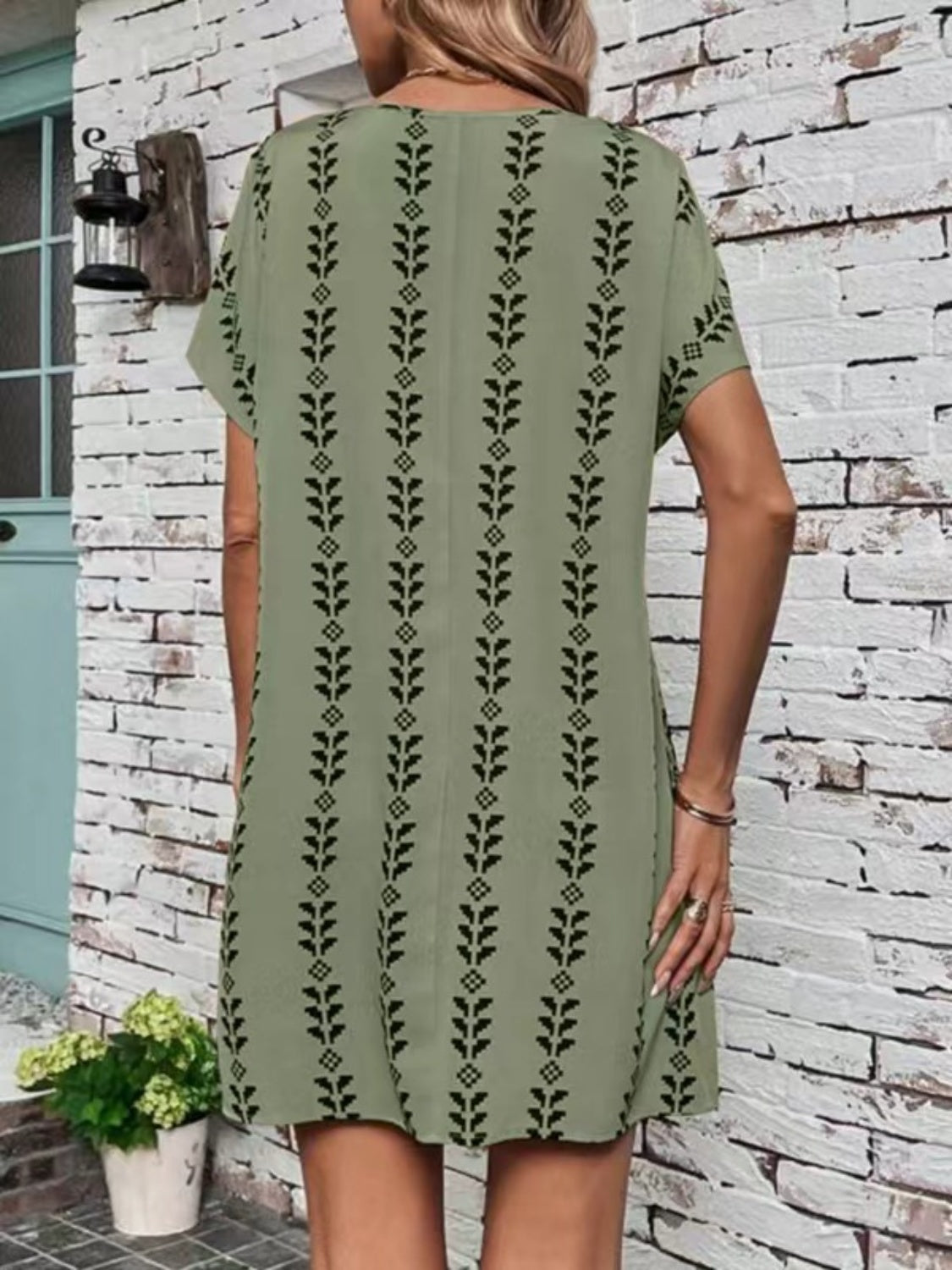 Printed Round Neck Short Sleeve Dress - Pahabu - Women's Clothing & Shop