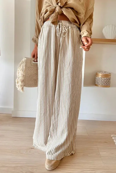 Pocketed Striped Wide Leg Pants - Pahabu - Women's Clothing & Shop