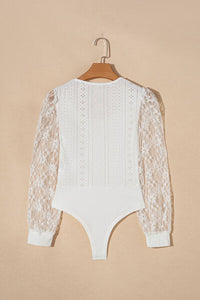 Eyelet Lace Long Sleeve Bodysuit - Pahabu - Women's Clothing & Shop