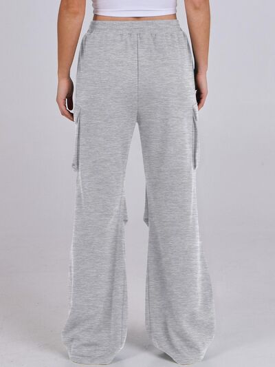 Elastic Waist Wide Leg Pants with Pockets - Pahabu - Women's Clothing & Shop