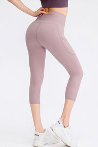 Wide Waistband Cropped Active Leggings with Pockets - Pahabu - Women's Clothing & Shop