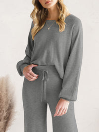 Long Sleeve Lounge Top and Drawstring Pants Set - Pahabu - Women's Clothing & Shop