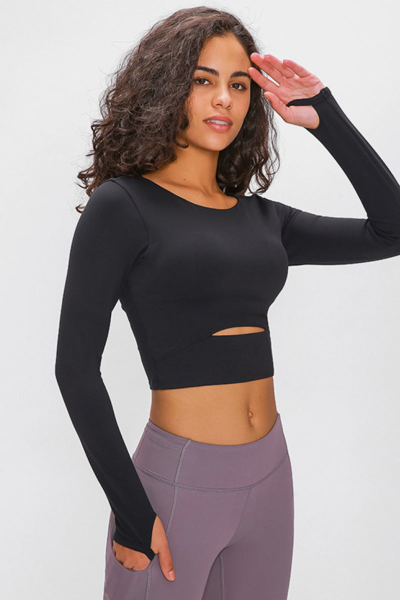 Millennia Long Sleeve Cropped Top With Sports Strap - Pahabu - Women's Clothing & Shop