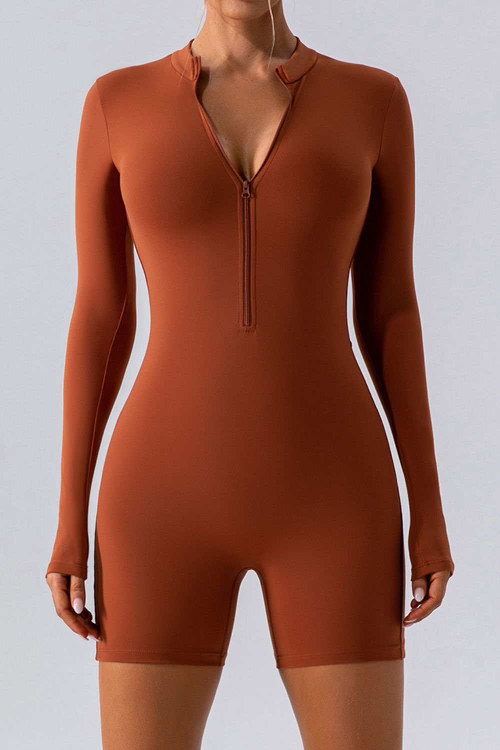 Half Zip Long Sleeve Active Romper - Pahabu - Women's Clothing & Shop