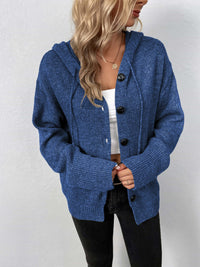Button-Down Long Sleeve Hooded Sweater - Pahabu - Women's Clothing & Shop