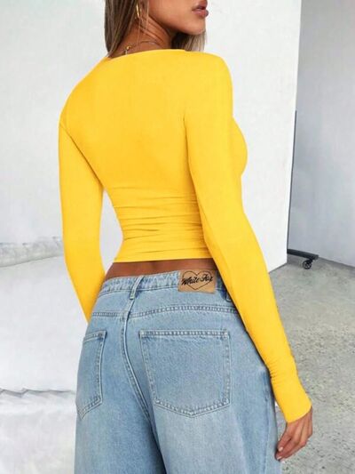 Solid Color Round Neck Long Sleeve T-Shirt - Pahabu - Women's Clothing & Shop