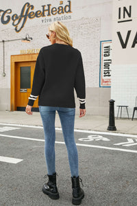 Graphic Round Neck Dropped Shoulder Sweater - Pahabu - Women's Clothing & Shop
