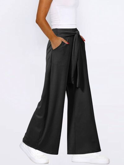 Tied Wide Leg Pants with Pockets - Pahabu - Women's Clothing & Shop