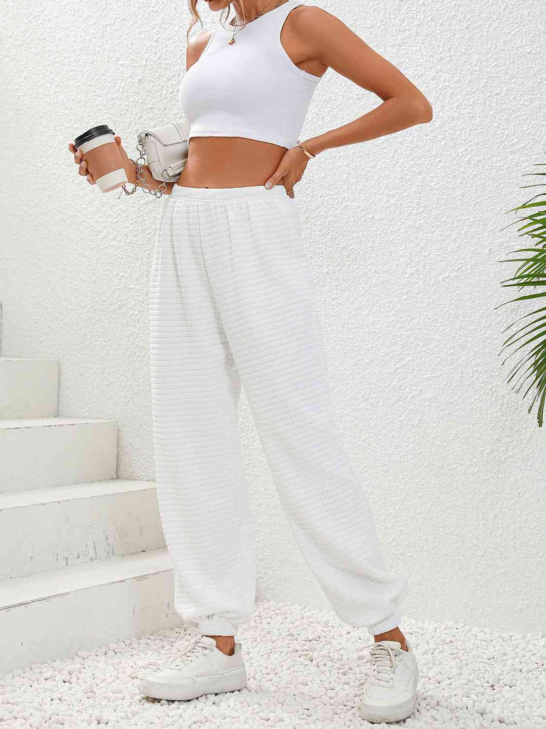 Textured Pull-On Joggers - Pahabu - Women's Clothing & Shop