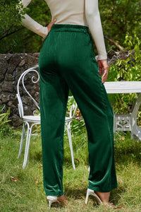 Velvet Wide Leg Pants with Pockets - Pahabu - Women's Clothing & Shop