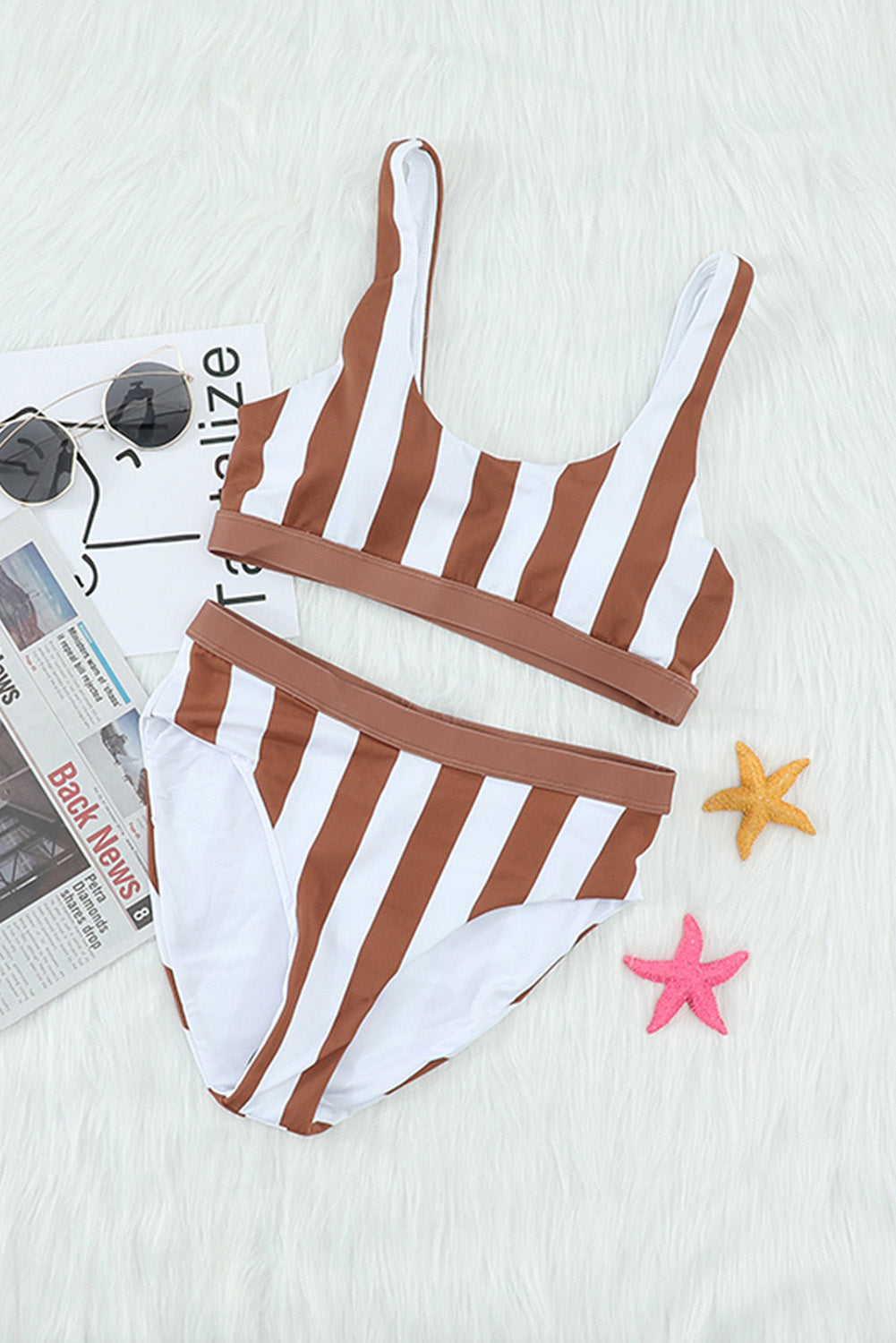 Striped Tank High Waist Bikini - Pahabu - Women's Clothing & Shop