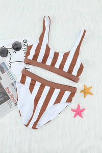 Striped Tank High Waist Bikini - Pahabu - Women's Clothing & Shop