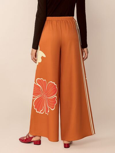 Printed Elastic Waist Wide Leg Pants - Pahabu - Women's Clothing & Shop
