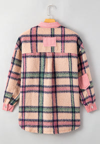 Fuzzy Plaid Corduroy Patchwork Shacket - Pahabu - Women's Clothing & Shop
