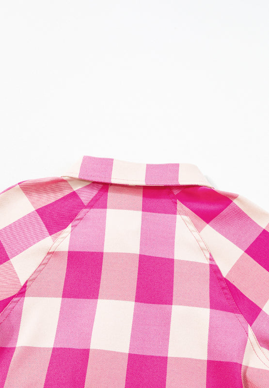Ruched Plaid Three-Quarter Sleeve Shirt Dress - Pahabu - Women's Clothing & Shop