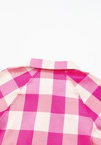 Ruched Plaid Three-Quarter Sleeve Shirt Dress - Pahabu - Women's Clothing & Shop