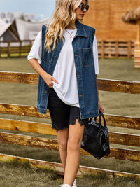 Button Down Denim Vest - Pahabu - Women's Clothing & Shop