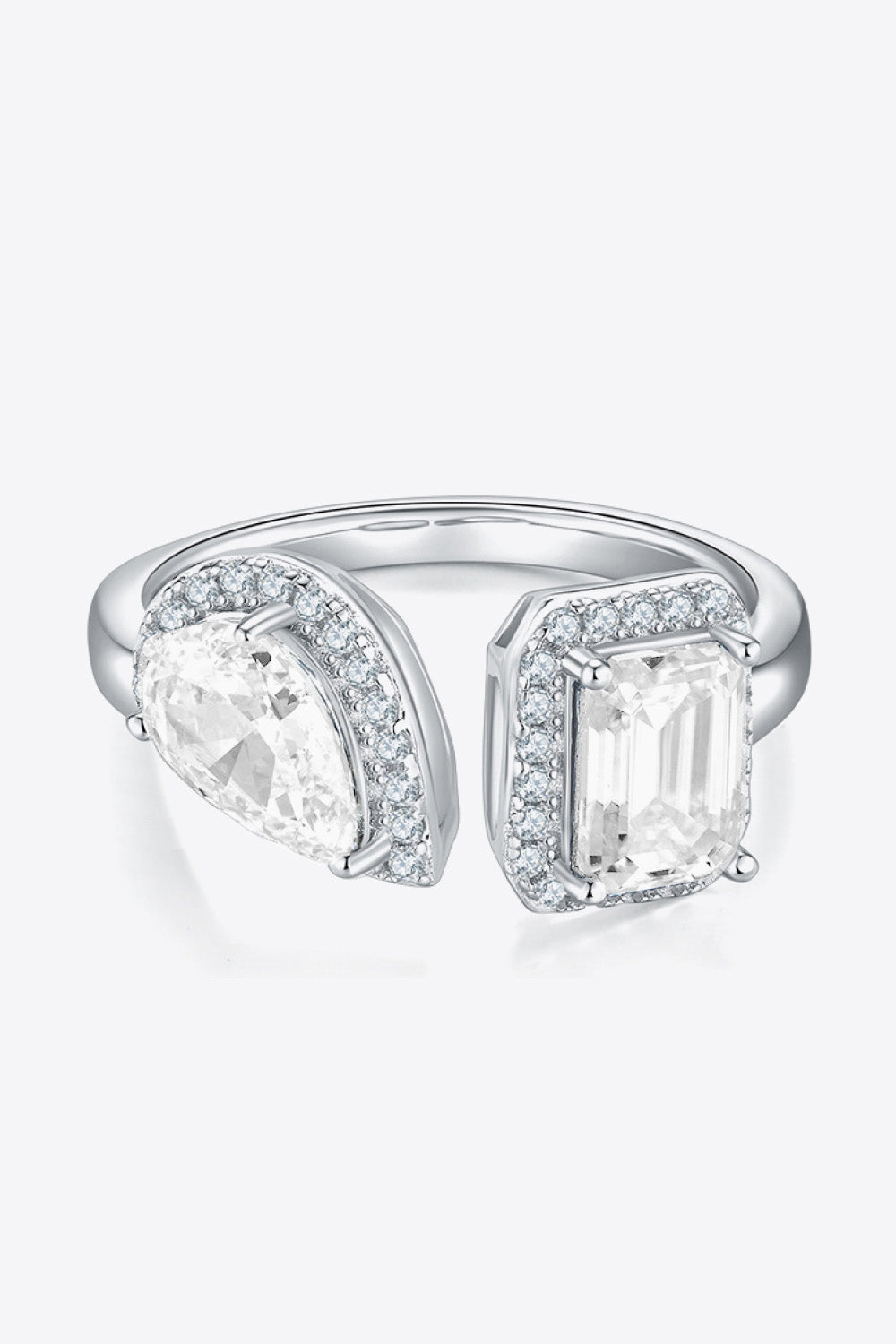 1 Carat Moissanite 925 Sterling Silver Open Ring - Pahabu - Women's Clothing & Shop