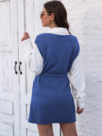 Tie Front V-Neck Sleeveless Slit Sweater Dress - Pahabu - Women's Clothing & Shop