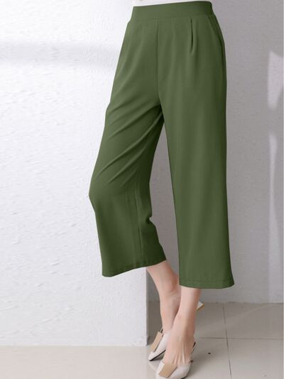 Full Size Pocketed Half Elastic Waist Pants - Pahabu - Women's Clothing & Shop