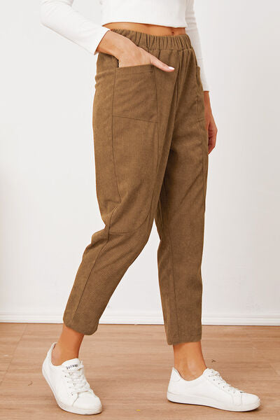 Pocketed Elastic Waist Pants - Pahabu - Women's Clothing & Shop