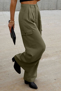 Ruched Wide Leg Pants with Pockets - Pahabu - Women's Clothing & Shop