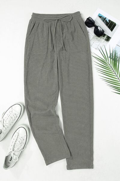 Drawstring Straight Pants with Pockets - Pahabu - Women's Clothing & Shop